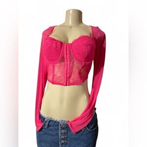 Sincerely Jules Hot Pink Lace Crop Top